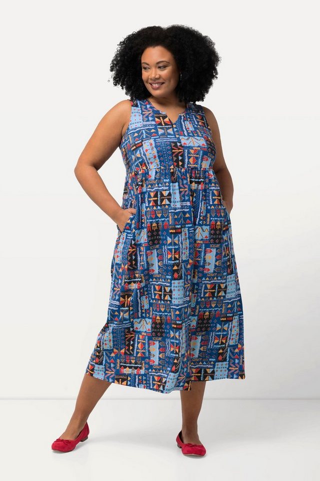 Ulla Popken Maxikleid Jerseykleid A-Linie Tunika-Ausschnitt ärmellos von Ulla Popken