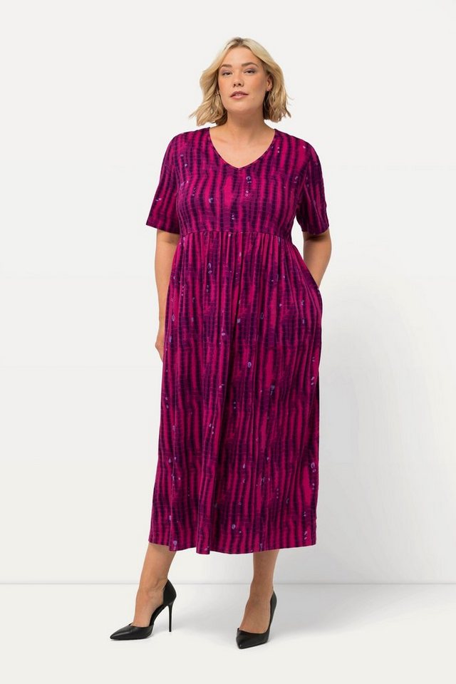 Ulla Popken Sommerkleid Jerseykleid Batikmuster A-Linie V-Ausschnitt von Ulla Popken