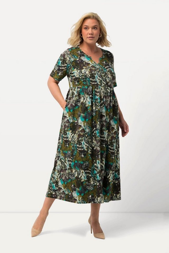 Ulla Popken Sommerkleid Jerseykleid Blüten A-Linie Tunika-Ausschnitt von Ulla Popken