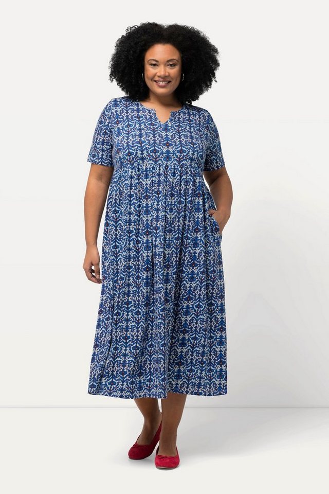 Ulla Popken Maxikleid Jerseykleid grafischer Druck Tunika-Ausschnitt von Ulla Popken