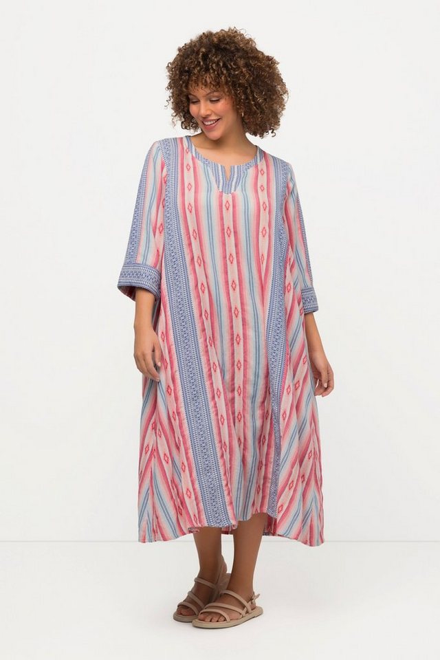 Ulla Popken Sommerkleid Kaftan Ethnomuster A-Linie Tunika-Ausschnitt von Ulla Popken