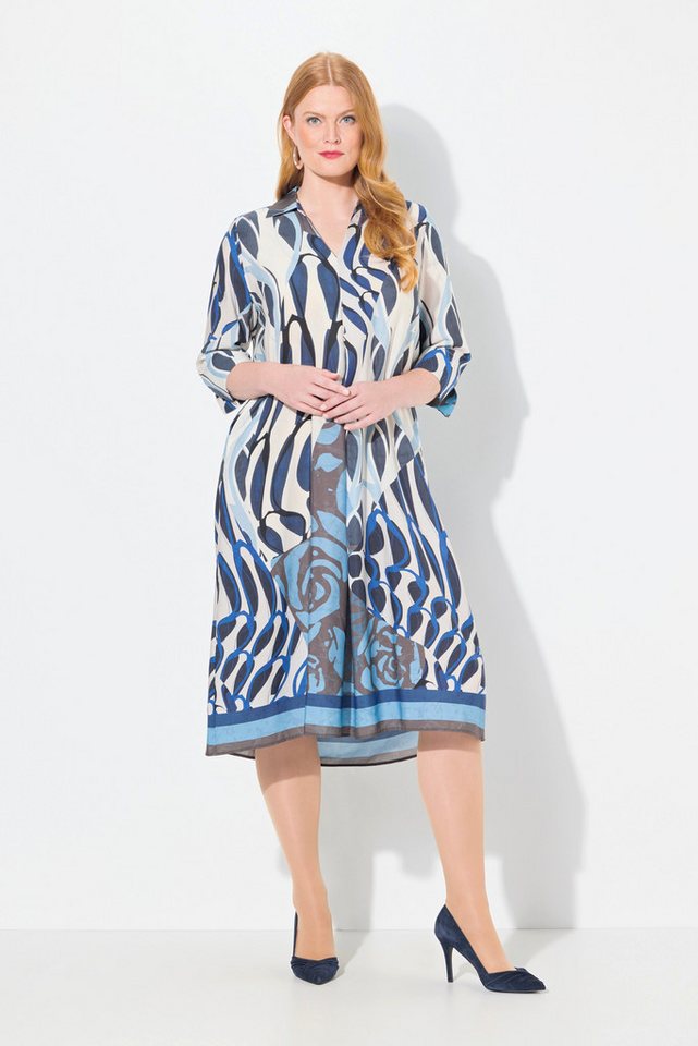 Ulla Popken Midikleid Lyocell-Midikleid A-Linie Hemdkragen 3/4-Arm von Ulla Popken