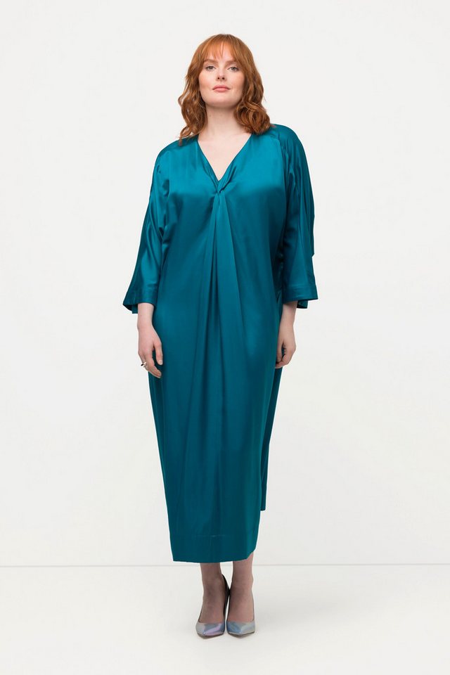 Ulla Popken Maxikleid Midikleid Satin V-Ausschnitt Halbarm Taschen von Ulla Popken