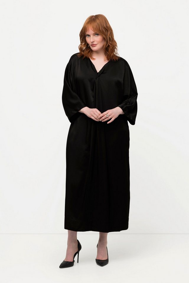 Ulla Popken Maxikleid Midikleid Satin V-Ausschnitt Halbarm Taschen von Ulla Popken