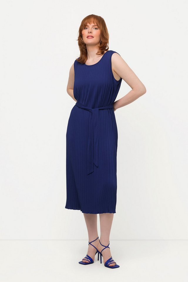 Ulla Popken Midikleid Plissee-Kleid A-Linie Rundhals ärmellos von Ulla Popken