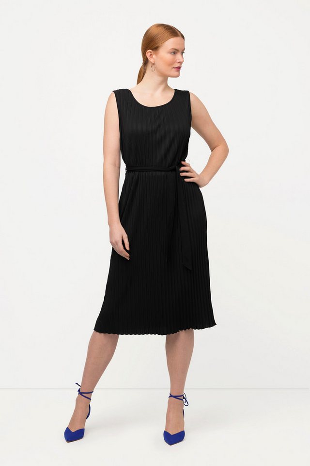 Ulla Popken Midikleid Plissee-Kleid A-Linie Rundhals ärmellos von Ulla Popken