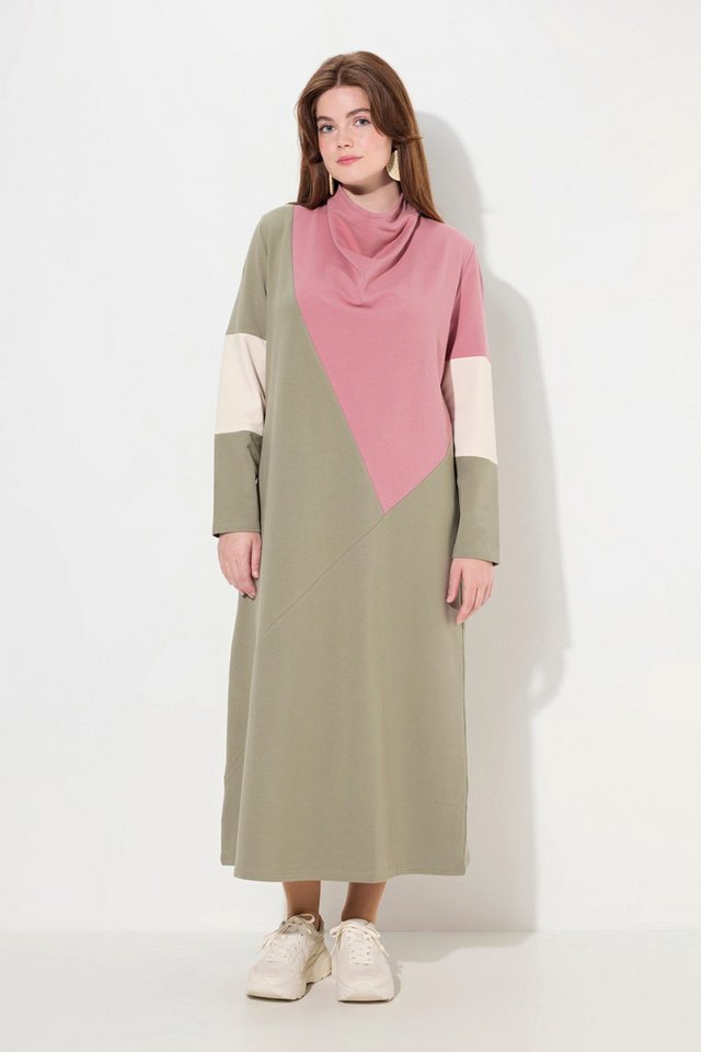 Ulla Popken Midikleid Sweatkleid Wasserfall-Ausschnitt Langarm von Ulla Popken