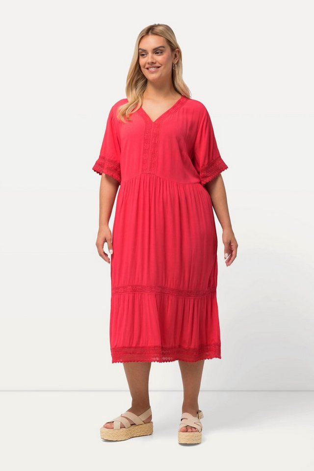 Ulla Popken Sommerkleid Tunika-Midikleid Spitze A-Linie V-Ausschnitt von Ulla Popken