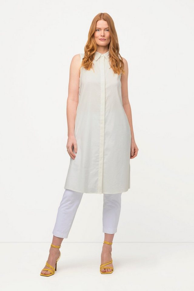 Ulla Popken Spitzenbluse Bluse Leinenmix Hemdkragen Taschen ärmellos von Ulla Popken