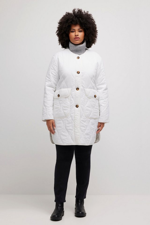 Ulla Popken Steppjacke Steppjacke warm wattiert V-Ausschnitt Wellenstepp von Ulla Popken