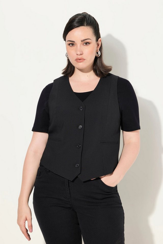 Ulla Popken Steppweste Anzugweste V-Ausschnitt Ziertaschen Komplettfutter von Ulla Popken