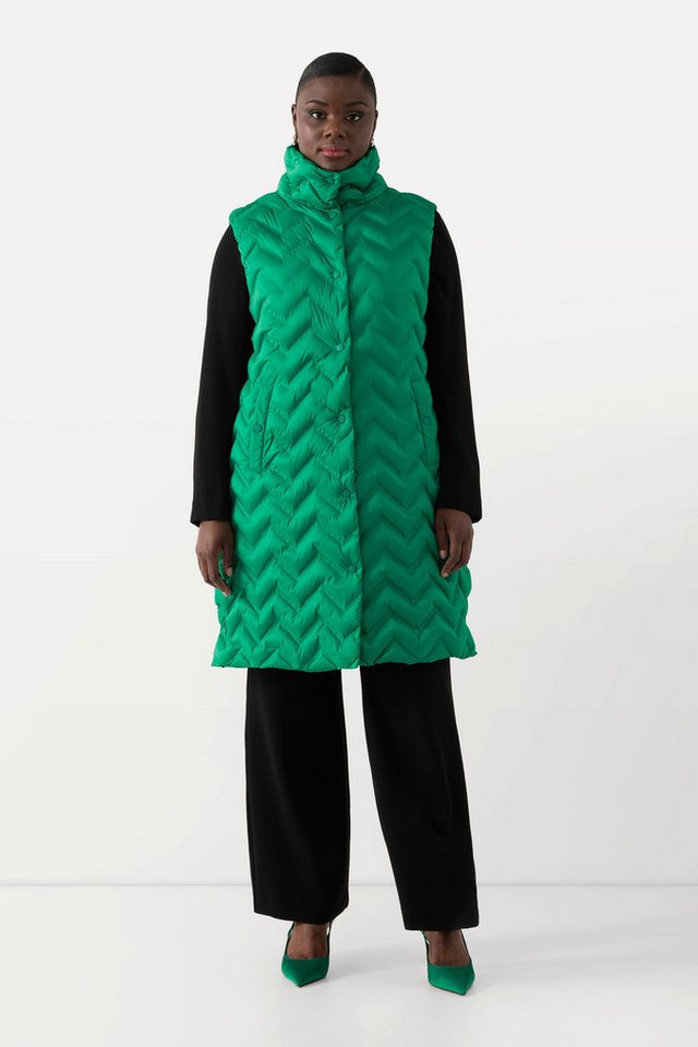 Ulla Popken Steppweste Long-Steppweste Stehkragen A-Linie ärmellos von Ulla Popken