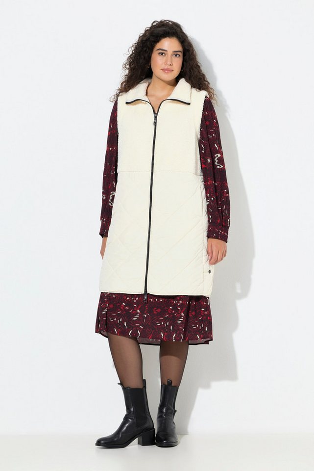 Ulla Popken Steppweste Long-Weste Teddyfleece/Stepp Seiten-Druckknöpfe von Ulla Popken