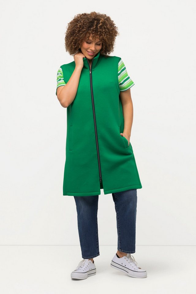 Ulla Popken Steppweste Scuba-Longweste A-Linie Stehkragen ärmellos von Ulla Popken