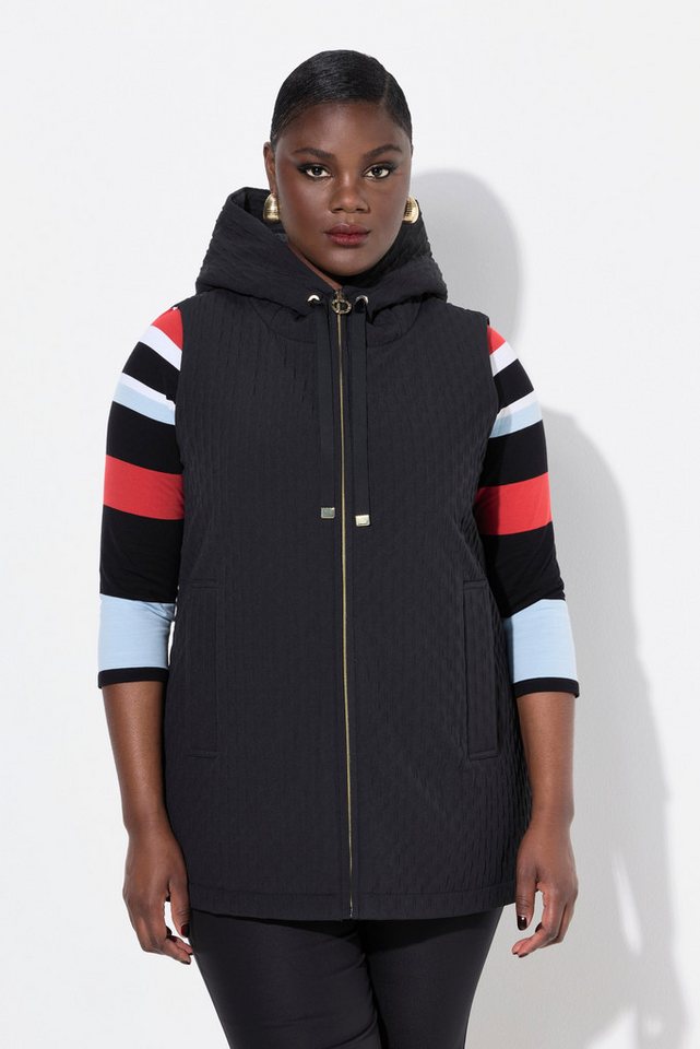 Ulla Popken Steppweste Weste A-Linie Kapuze Zipper wattiert von Ulla Popken