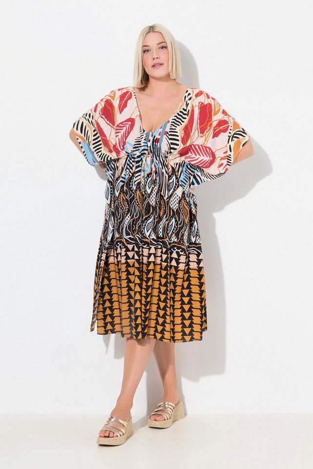 Ulla Popken Strandkleid Kaftan Safari V-Ausschnitt Halbarm von Ulla Popken