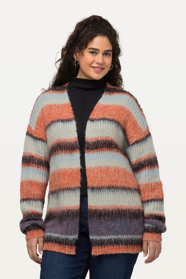 Ulla Popken Strickjacke Long-Strickjacke Ringel V-Ausschnitt offene Form Ulla Popken Strickjacke Long-Strickjacke Ringel V-Ausschnitt offene Form von Ulla Popken