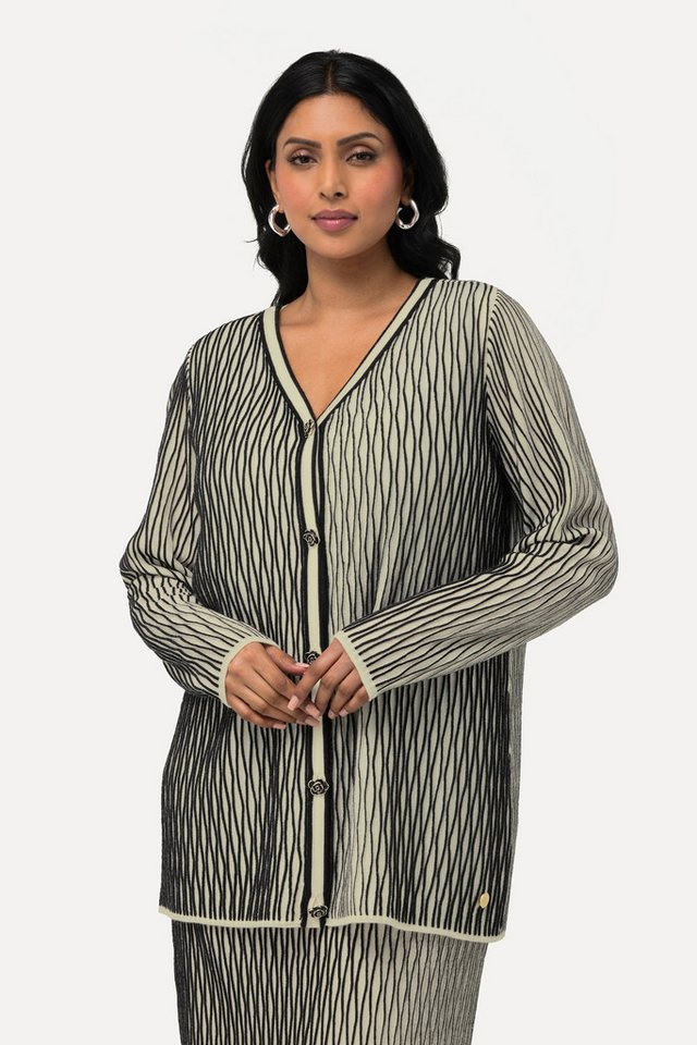 Ulla Popken Strickjacke Strickjacke 3D Struktur V-Ausschnitt Langarm von Ulla Popken