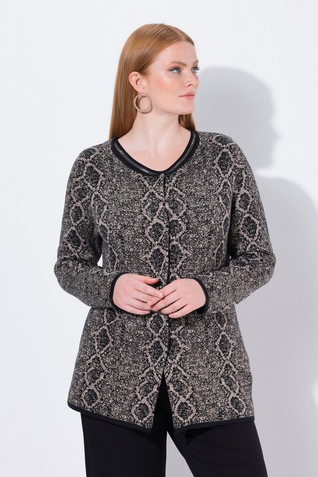 Ulla Popken Strickjacke Strickjacke Schlangen-Design Rundhals Langarm von Ulla Popken