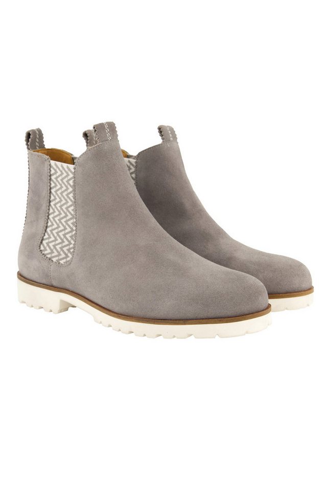 Ulla Popken Suede-Chelseaboots Mustereinsatz Wechselfußbett Stiefel von Ulla Popken