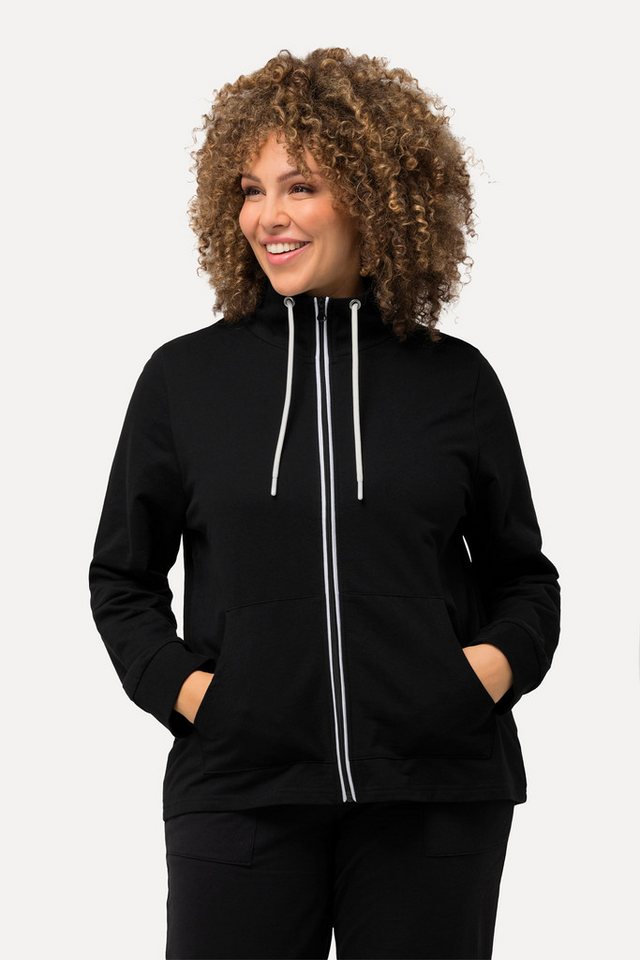 Ulla Popken Sweatjacke Sweatjacke Stehkragen Kängurutasche hinten länger von Ulla Popken