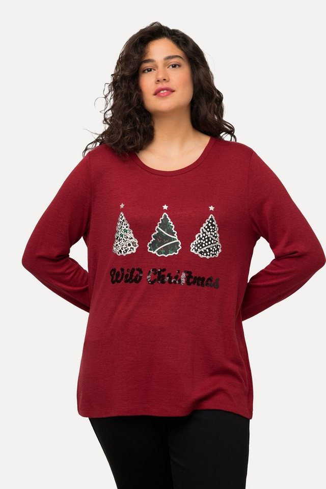 Ulla Popken Sweatshirt Sweatshirt Wild Christmas Pailletten Rundhals von Ulla Popken