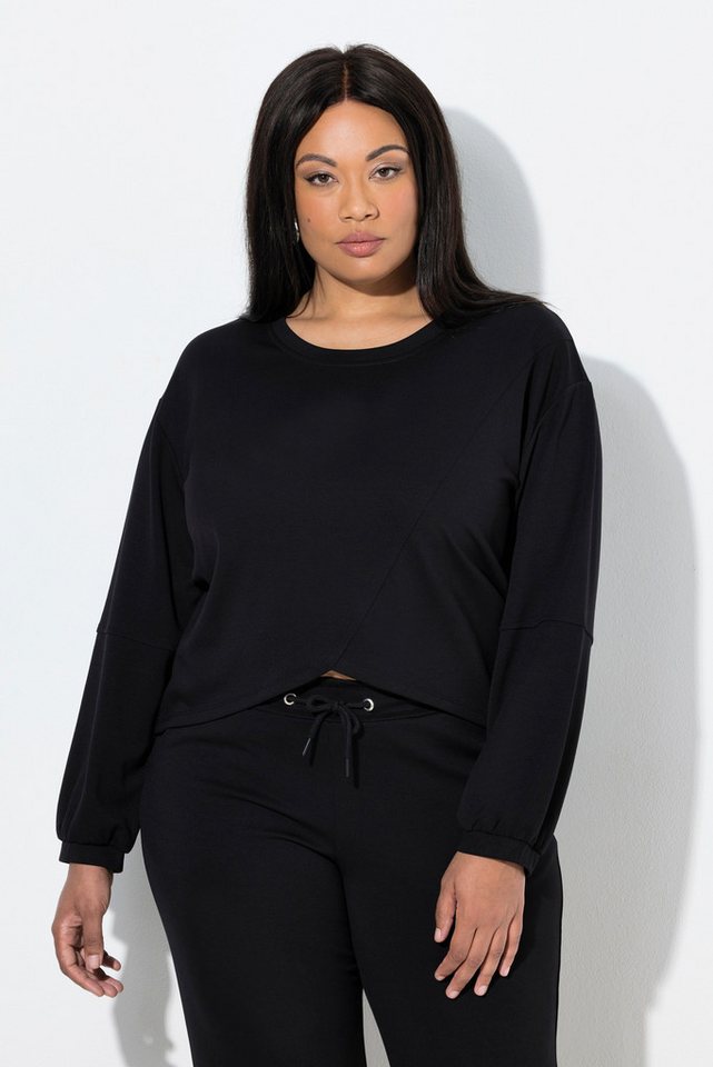 Ulla Popken Sweatshirt Sweatshirt Ziernaht asymmetrisch Rundhals Langarm von Ulla Popken