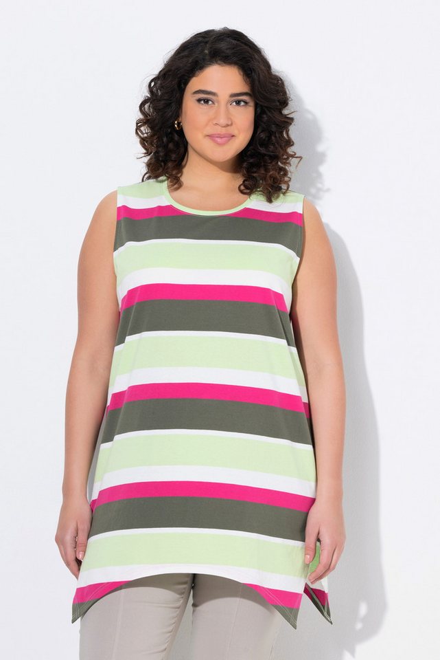 Ulla Popken T-Shirt Longtop Ringel A-Linie Rundhals ärmellos von Ulla Popken