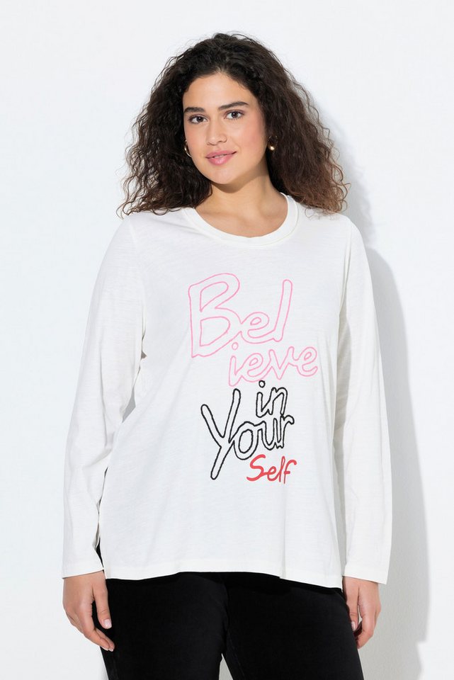 Ulla Popken T-Shirt Shirt Schriftmotiv Classic Rundhals Langarm von Ulla Popken