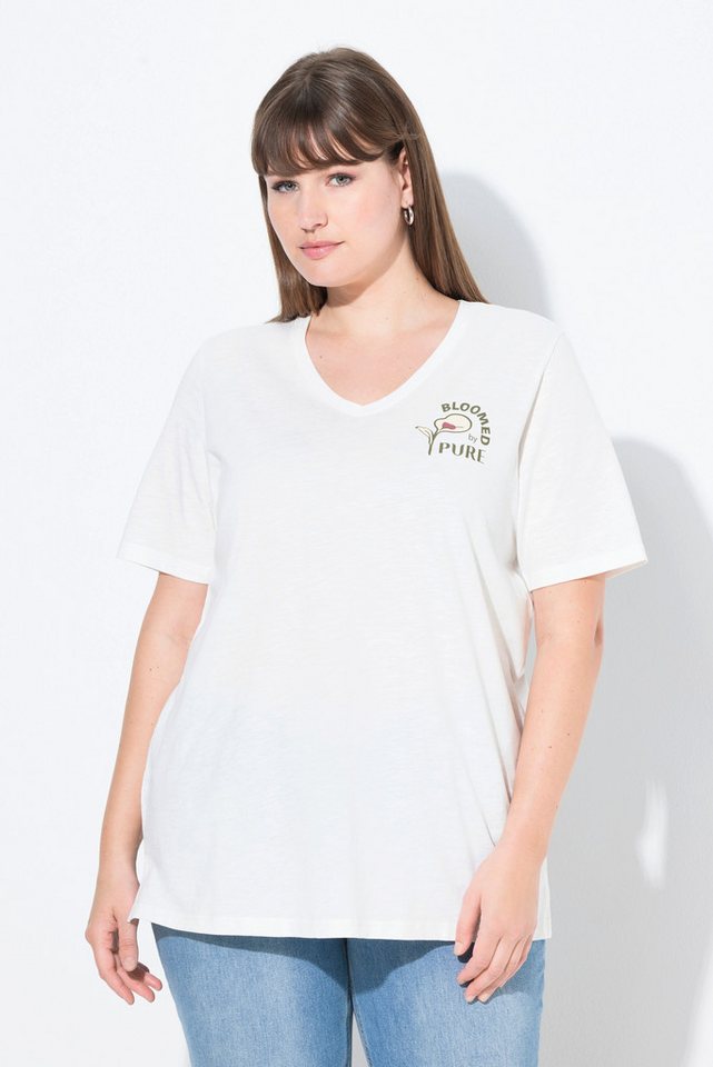 Ulla Popken T-Shirt T-Shirt Blüte V-Ausschnitt Halbarm Biobaumwolle von Ulla Popken