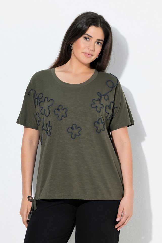 Ulla Popken T-Shirt T-Shirt Blüten Oversized Rundhals Langarm Saumband von Ulla Popken