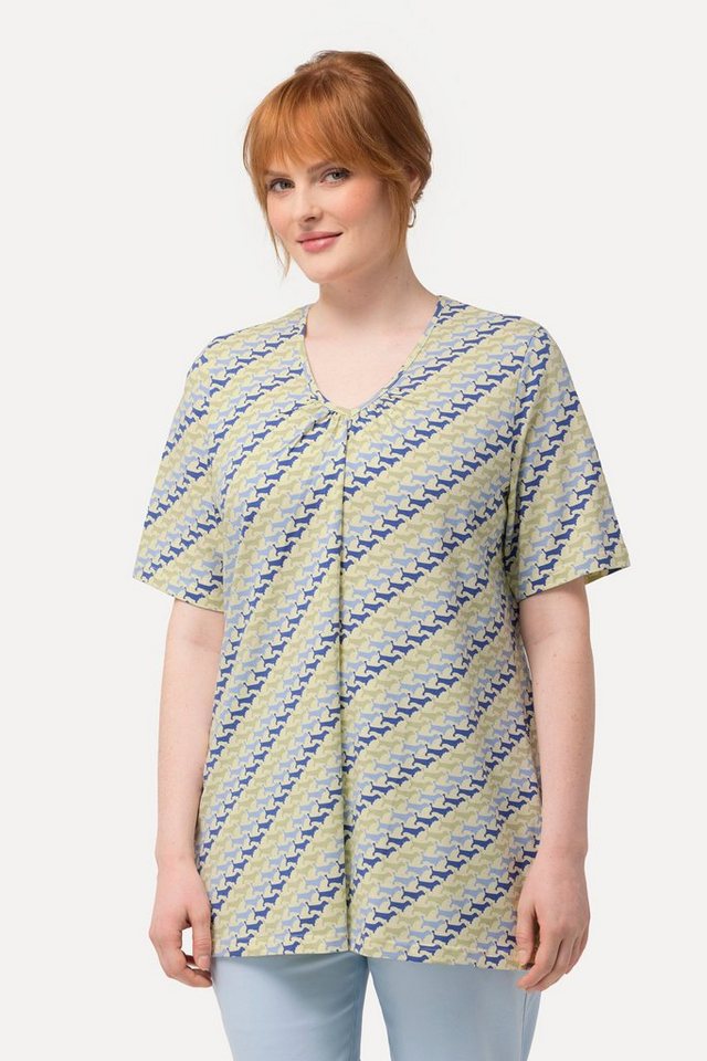 Ulla Popken T-Shirt T-Shirt Hunde A-Linie V-Ausschnitt Halbarm von Ulla Popken