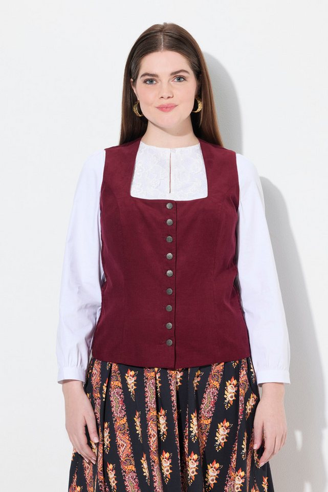 Ulla Popken Trachtenbluse Trachten-Mieder Cord Smok Slim ärmellos von Ulla Popken