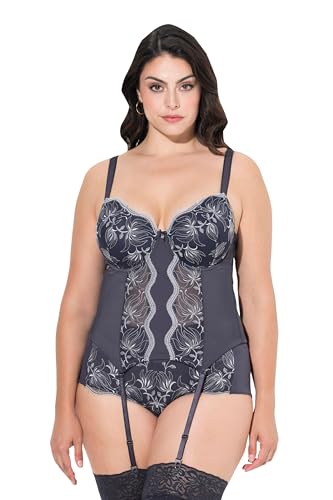 Ulla Popken TruYou Damen große Größen Übergrößen Plus Size TRUYOU BH-Corsage, Bügel, Stickerei, Softschalen, Cup B - E anthrazit 90B 834419117-90B von Ulla Popken