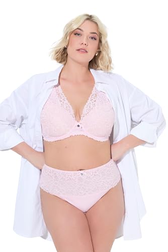 Ulla Popken TruYou Damen große Größen Übergrößen Plus Size TRUYOU String-Panty, fein glitzernde Spitze, Mikrofaser Baby rosa 46+ 837945504-46+ von Ulla Popken
