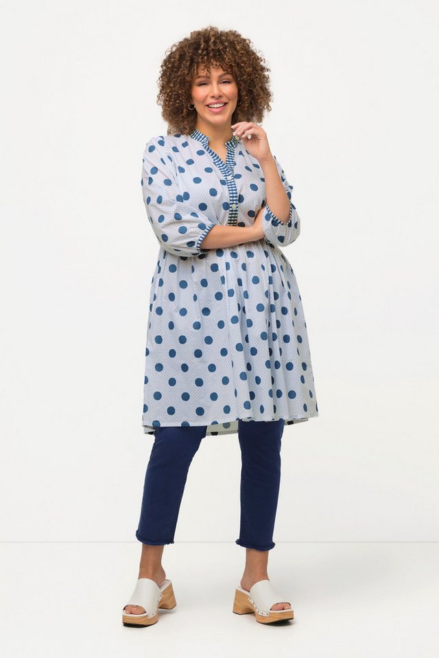 Ulla Popken Tunika Longtunika Punkte A-Linie V-Ausschnitt 3/4-Arm von Ulla Popken