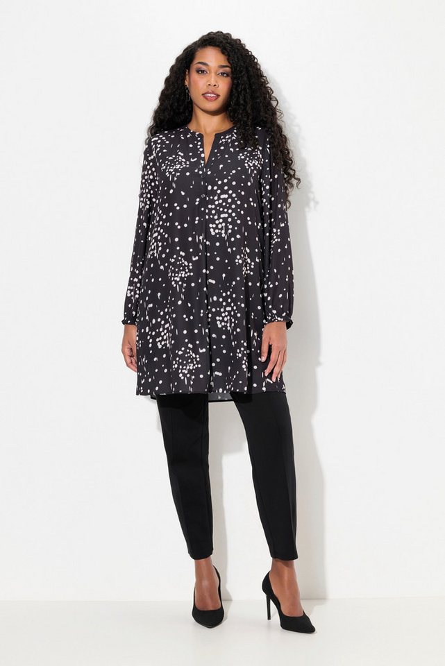 Ulla Popken Tunika Longtunika Tupfen Tunika-Ausschnitt Zierfalte von Ulla Popken