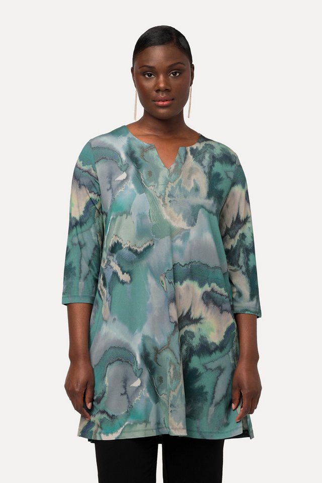 Ulla Popken Tunika Slinkytunika Marmor-Design Tunika-Ausschnitt von Ulla Popken
