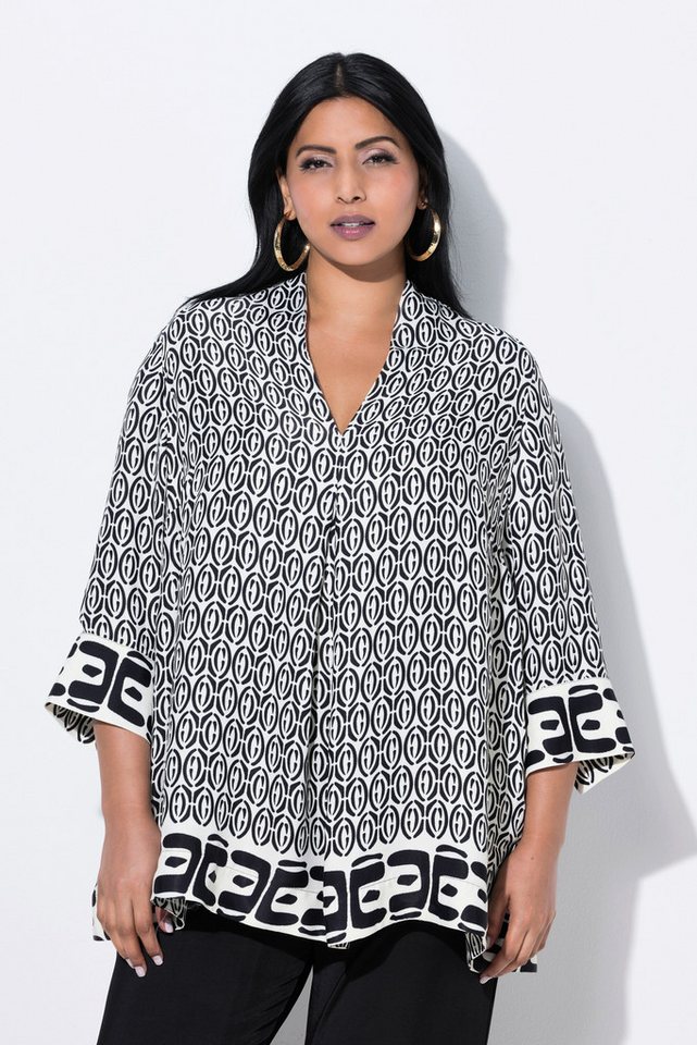 Ulla Popken Tunika Tunika A-Linie Kelchkragen V-Ausschnitt 3/4-Arm von Ulla Popken