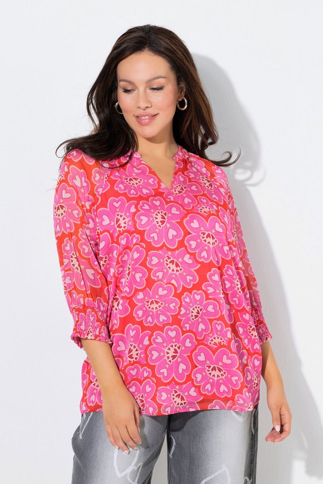 Ulla Popken Tunika Tunika Herzblumen Oversized Tunika-Ausschnitt von Ulla Popken