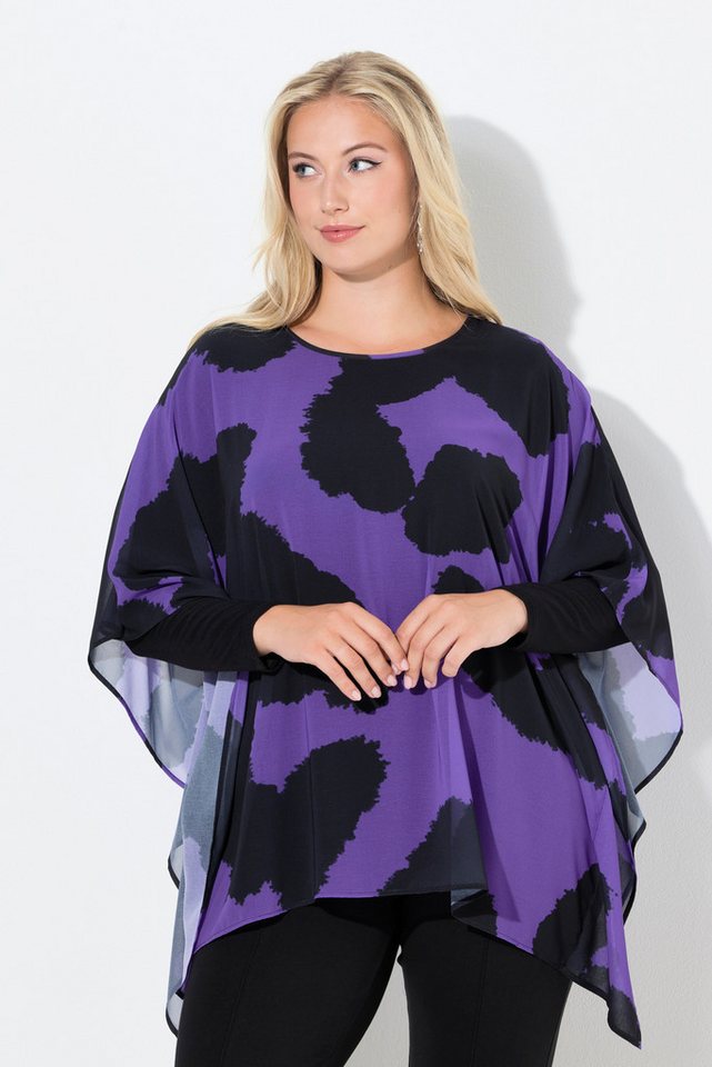 Ulla Popken Tunika Tunika Leomuster doppellagig Rundhals 3/4-Arm von Ulla Popken