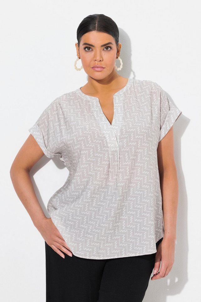 Ulla Popken Tunika Tunikabluse grafischer Druck Tunika-Ausschnitt von Ulla Popken