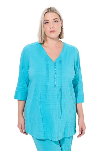 Ulla Popken Women's Bubble, Biesen, Herzausschnitt, 3/4-Arm Tunika, Tiefes Aqua, 48-50 Ulla Popken Women's Bubble, Biesen, Herzausschnitt, 3/4-Arm Tunika, Tiefes Aqua, 48-50 von Ulla Popken