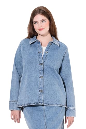 Ulla Popken Women's Jeans-Shaket, Hemdkragen, Langarm, Biobaumwolle Indoorjacken & Blazer, Blue Denim, 54/56 von Ulla Popken
