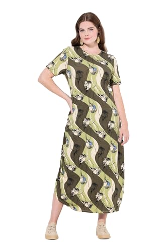 Ulla Popken Women's Jersey Maxidress with Seed Capsule Print Kleider, Khakibraun, 50/52 von Ulla Popken