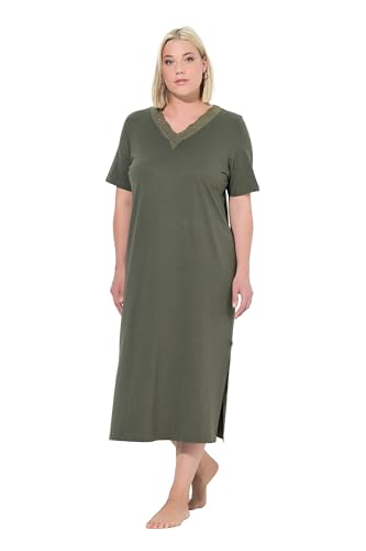 Ulla Popken Women's Nachthemd, Lochstickerei, V-Ausschnitt, Halbarm, Modal Nightgown, olivgrau, 42 Ulla Popken Women's Nachthemd, Lochstickerei, V-Ausschnitt, Halbarm, Modal Nightgown, olivgrau, 42 von Ulla Popken