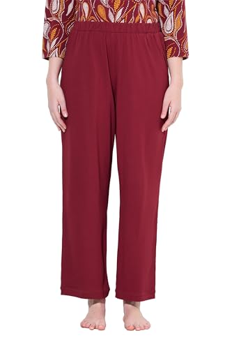 Ulla Popken Women's Pyjamahose, einfarbig, gerades Bein Pajama Set, dunkel kirschrot, 46-48 von Ulla Popken