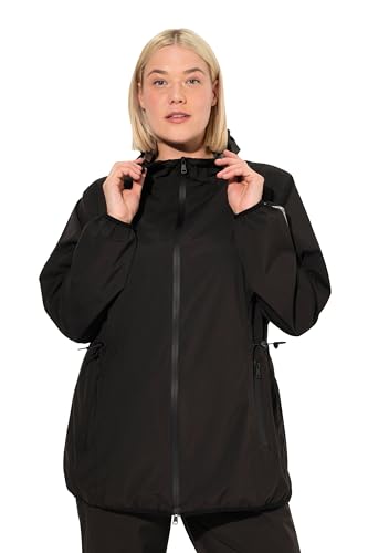 Ulla Popken Women's Regenjacke, leicht, Kapuze, 2-Wege-Zipper, wasserdicht Jacken, Schwarz, 58/60 von Ulla Popken