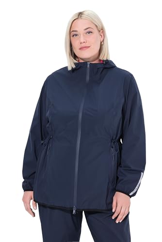Ulla Popken Women's Regenjacke, leicht, Kapuze, wasserdicht, verstaubar Jacken, Marine, 52-54 von Ulla Popken