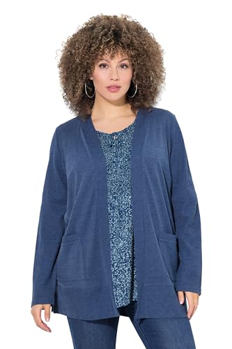 Ulla Popken Women's Sweatjacke, Waffelstruktur, offene Form, Langarm Sweatshirt, dunkelblau, 62-64 von Ulla Popken
